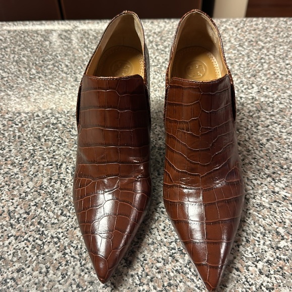 Tory Burch Georgina Croco Embossed Leather Boots 7 1/2 - Picture 11 of 17